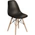 Black Elon Series Plastic Modern Dining Chair with Wooden Legs, Mid-Century Side Chairs for Dining Rooms and Offices