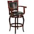 Cherry Wood Vestina 30 in. Leather Soft Barstool with Footrest and Arms,Classic Ladder Back Upholstered Bar Height Stool