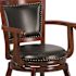 Cherry Wood Vestina 30 in. Leather Soft Barstool with Footrest and Arms,Classic Ladder Back Upholstered Bar Height Stool