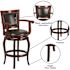 Cherry Wood Vestina 30 in. Leather Soft Barstool with Footrest and Arms,Classic Ladder Back Upholstered Bar Height Stool