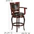 Cherry Wood Vestina 30 in. Leather Soft Barstool with Footrest and Arms,Classic Ladder Back Upholstered Bar Height Stool