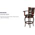 Cherry Wood Vestina 30 in. Leather Soft Barstool with Footrest and Arms,Classic Ladder Back Upholstered Bar Height Stool