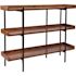 Black/Brown 35 in. Rustic Wood Grain Open-Style 3-Shelf Display Unit, Standard Bookcase with 3 Shelves and Open Sides