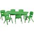 Carnegy Avenue Green Adjustable Classroom Activity Table with 6 Stackable Chairs, Rectangular Plastic Activity Table for Kids