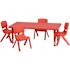 Carnegy Avenue 5-Piece Rectangle Metal Top Table and Chair Set in Red