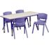 Blue/Gray Emmy Adjustable Classroom Activity Table with 4 Stackable Chairs, Rectangular Plastic Activity Table for Kids