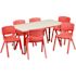 Carnegy Avenue 7-Piece Rectangle Metal Top Table and Chair Set in Red
