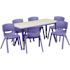 Carnegy Avenue Emmy Blue 7-Piece Plastic Height Adjustable Activity Table Set with 6 Chairs