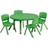 Carnegy Avenue Emmy 5-Piece 33 in. Round Plastic Top Green Height Adjustable Activity Table Set with 4 Chairs