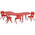 Carnegy Avenue 5-Piece Half Moon Metal Top Table and Chair Set in Red
