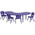 Carnegy Avenue 5-Piece Half Moon Metal Top Table and Chair Set in Blue