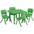 Carnegy Avenue 5-Piece Square Metal Top Table and Chair Set in Green