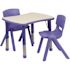 Emmy 3-Piece 21.875 in. W x 26.625 in. L Rectangle Plastic Top Blue Height Adjustable Activity Table Set with 2-Chairs