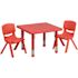 Carnegy Avenue 3-Piece Square Metal Top Table and Chair Set in Red