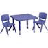 Carnegy Avenue 3-Piece Square Metal Top Table and Chair Set in Blue