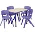 Emmy 5-Piece 21.875 in. W x 26.625 in. L Rectangle Plastic Top Blue Height Adjustable Activity Table Set with 4-Chairs