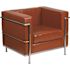 Flash Furniture Faux Leather Cushioned Reception Chair in Cognac
