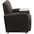 Black George Leather Soft Guest Chair with Tablet Arm and Cup Holder, Modern Upholstered Tablet Arm Chair for Offices
