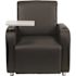 Black George Leather Soft Guest Chair with Tablet Arm and Cup Holder, Modern Upholstered Tablet Arm Chair for Offices
