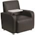 Black George Leather Soft Guest Chair with Tablet Arm and Cup Holder, Modern Upholstered Tablet Arm Chair for Offices