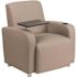 Gray George Leather Soft Guest Chair with Tablet Arm and Cup Holder, Modern Upholstered Tablet Arm Chair for Offices