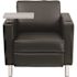 Flash Furniture Faux Leather Cushioned Tablet Arm Chair in Black
