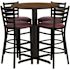 Carnegy Avenue 5-Piece Walnut Top/Burgundy Vinyl Seat Table and Chair Set