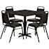 Black 36 in. Square Laminate Dining Table and Chairs Set, Dining Set with Table, X-Base and 4 Trapezoidal Back Chairs