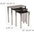 Carnegy Avenue 21 in. Black Medium Rectangle Glass Coffee Table with Nesting Tables