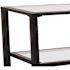 Carnegy Avenue 44 in. Clear/Black Large Rectangle Glass Coffee Table with Shelf