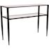 Carnegy Avenue 44 in. Clear/Black Large Rectangle Glass Coffee Table with Shelf