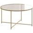 Carnegy Avenue 36 in. Clear/Matte Gold Medium Round Glass Coffee Table
