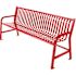Plaza 4 ft. Red Steel Strap Bench with Back
