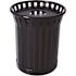 Plaza 36 Gal. Black Steel Strap Trash Receptacle with Flat Top