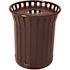 Plaza 36 Gal. Brown Steel Strap Trash Receptacle with Flat Top