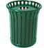 Plaza 36 Gal. Green Steel Strap Trash Receptacle with Flat Top