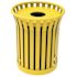 Plaza 36 Gal. Yellow Steel Strap Trash Receptacle with Flat Top