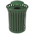 Plaza 36 Gal. Green Steel Strap Trash Receptacle with Rain Bonnet
