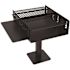 1008 sq. in. Bi-Level Commercial Group Pedestal Grill with Utility Shelf with Surface Mount Post in Black