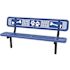 Blue In-Ground Mount Paw & Bone Bench