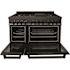 ZLINE Kitchen and Bath 48 in. 7 Burner Double Oven Dual Fuel Range in Black Stainless Steel