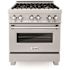 30 in. Legacy Dual Fuel Range with 4 Burner Gas Cooktop and Electric Convection Oven in Satin Stainless Steel