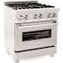 30 in. Legacy Dual Fuel Range with 4 Burner Gas Cooktop and Electric Convection Oven in Satin Stainless Steel
