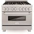 36 in. Legacy Dual Fuel Range with 6 Burner Gas Cooktop and Electric Convection Oven in Satin Stainless Steel