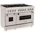 48 in. 6.0 cu. ft. Legacy Dual Fuel Range with 7 Burner Gas Cooktop and 2 Electric Ovens in Satin Stainless Steel