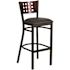 Flash Furniture HERCULES Series 32 in. Mahogany Wood Back/Black Vinyl Seat/Black Metal Frame Bar Stool