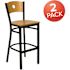 Carnegy Avenue 29.75 in. Natural Wood Back/Natural Wood Seat/Black Metal Frame Bar Stool - 2 pack