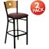 Carnegy Avenue 32 in. Natural Wood Back/Burgundy Vinyl Seat/Black Metal Frame Bar Stool (2-pack)