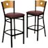 Carnegy Avenue 32 in. Natural Wood Back/Burgundy Vinyl Seat/Black Metal Frame Bar Stool (2-pack)
