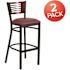 Carnegy Avenue 32 in. Mahogany Wood Back/Burgundy Vinyl Seat/Black Metal Frame Bar Stool (2-pack)